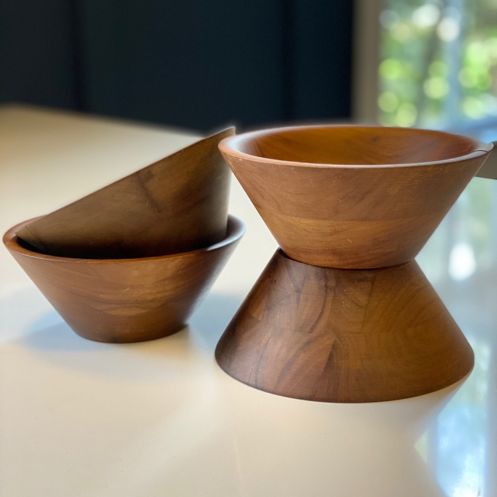 Vintage wooden salad bowls